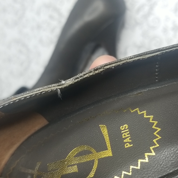 YVES SAINT LAURENT TRIBTOO CAP TOE PLATFORM PUMP BLACK LEATHER & PATENT - Picture 10 of 16